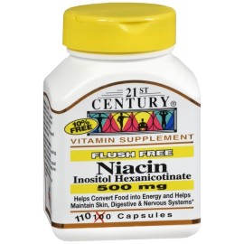 21st Century Niacin Inositol Hexanicotinate 500 mg Capsules Flush Free 110 EA