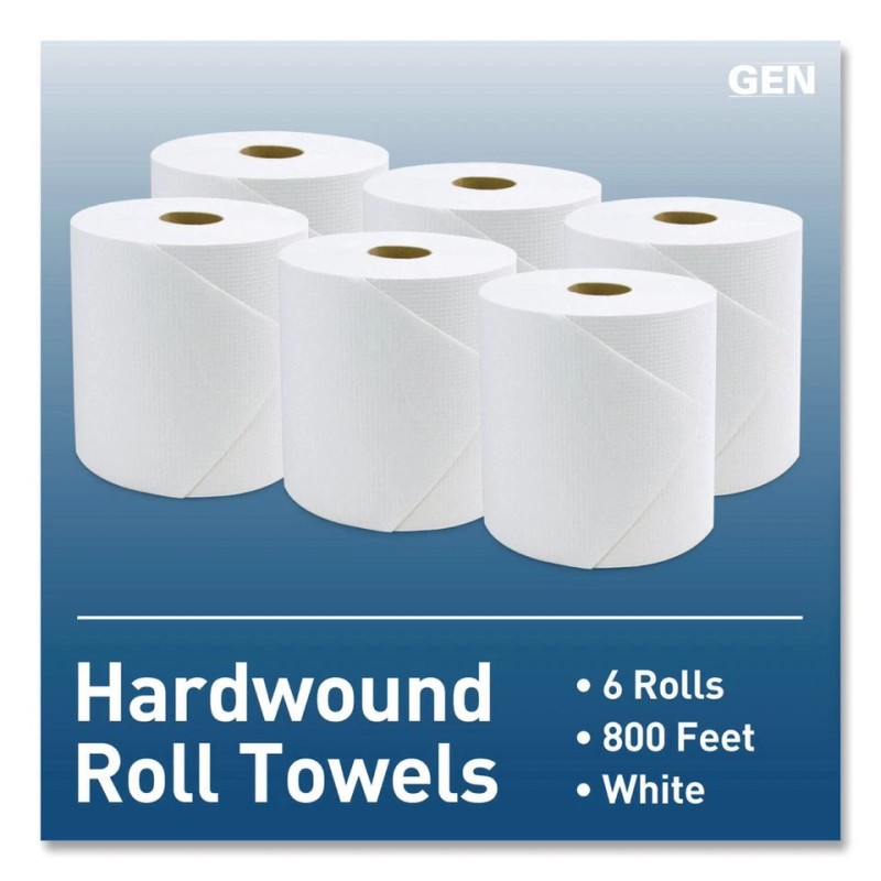 GEN GEN1820 1-Ply 8" x 800' Hardwound Roll Towels -