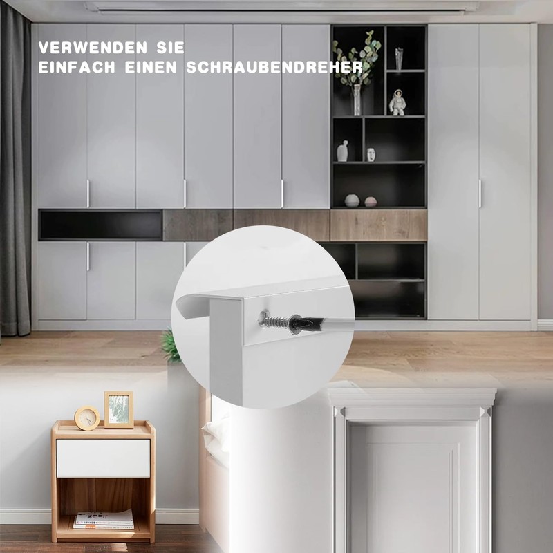 VNIDJGB 4 Pcs Edge Pull Handles,White Finger Edge Pull,Recessed Concealed