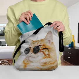 Ginger Cat Gifts for Cat Lovers Owners - Reusable Shopper Shoulder Tote Bags with Cats on - White