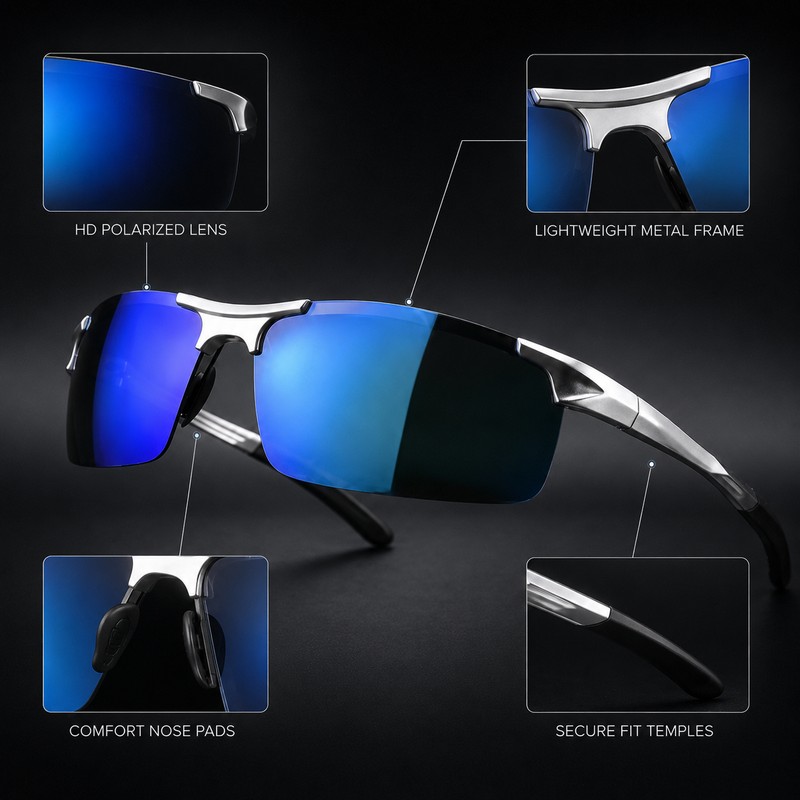 Men’s Polarized Driving Sunglasses for Outdoor Use – HD UV400