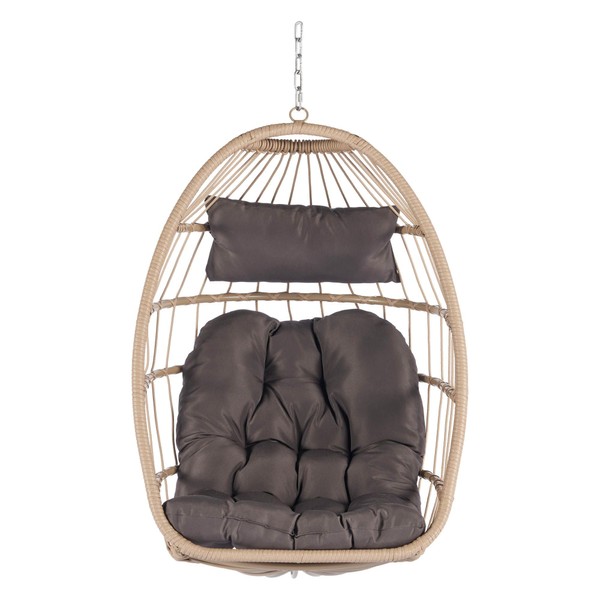 Outdoor Garden Rattan Egg Swing Chair with Cushion, for Garden,