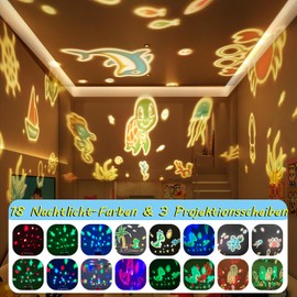 Children's Night Light - Dinosaur Toy for 1-9 Years Boys Girls Starry Sky Projector Children 4 in 1 LED Projector Starry Sky Bedside Lamp Children Remote Control Toy Christmas