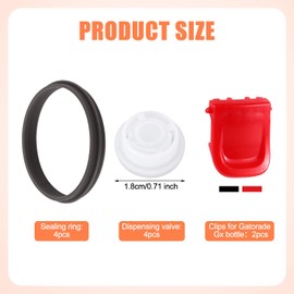 10pcs Bottle Lid Replacement Compatible with Gatorade Water Bottle, Dispensing Valves Replacement Gasket Silicone Valve and Plastic Insert & Bottle Seal & Clip for Gatorade GX 30oz Part Accessories