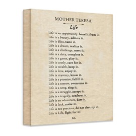 Mother Teresa - Life Is An Opportunity - Great Inspirational Decor for Home, Office or Classroom Decor, Inspirational Quotes Gift Idea, 18x24 Stretched Canvas Typography Book Page Print Poster