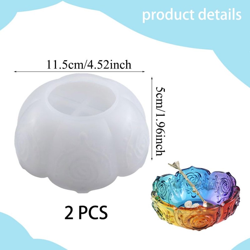 SWUAVD Flower Tray Resin Mold, 2Pcs Lotus Bowl Silicone Mold