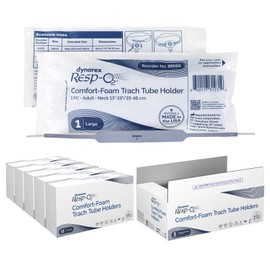 Dynarex Comfort-Foam Tracheostomy Tube Holder - with Soft Foam Tube Padding, Hook & Loop Closure, Supports & Stabilizes Airflow - Large, Case of 60