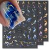 3D Bronzing Gold Marble Nail Art Stickers, 6pcs Blue Purple
