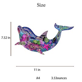 WETUFIN Wooden Jigsaw Puzzles Large Size Wood Cut Puzzles Dolphins Wooden Jigsaw Puzzles (150 Pieces) for Adults Gift for Christmas, Adults, Family Games, Stress Relief Gifts