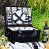 HYBDAMAI Wicker Picnic Basket for 4 with Waterproof Picnic Blanket
