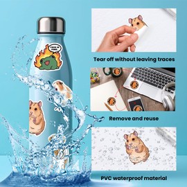 Cute Animal Stickers 50 Pcs, Funny Meme Graffiti Stickers, Kawaii Animal Stickers, Waterproof Vinyl Cartoon Stickers for Water Bottles, Laptop, Computer, Car, Luggage, Cup, Phone