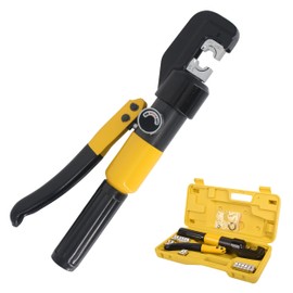 LCyindu 10 Ton Hydraulic Crimping Tool Range 12 AWG-2/0 AWG Battery Cable Railing Crimping Tool 0.43 inch Stroke Electrical Terminal Wire Crimper with 9 Pairs of Die Sets for DIY,Auto Repairing