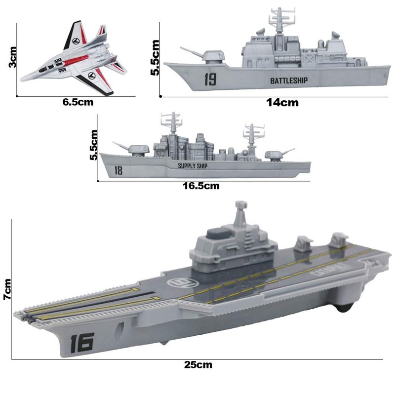 deAO Military Naval Aircraft Carrier Toy Play Set with Small