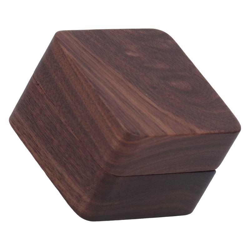 Caja de Anillo de Madera de Nogal Negro, Botón Magnético