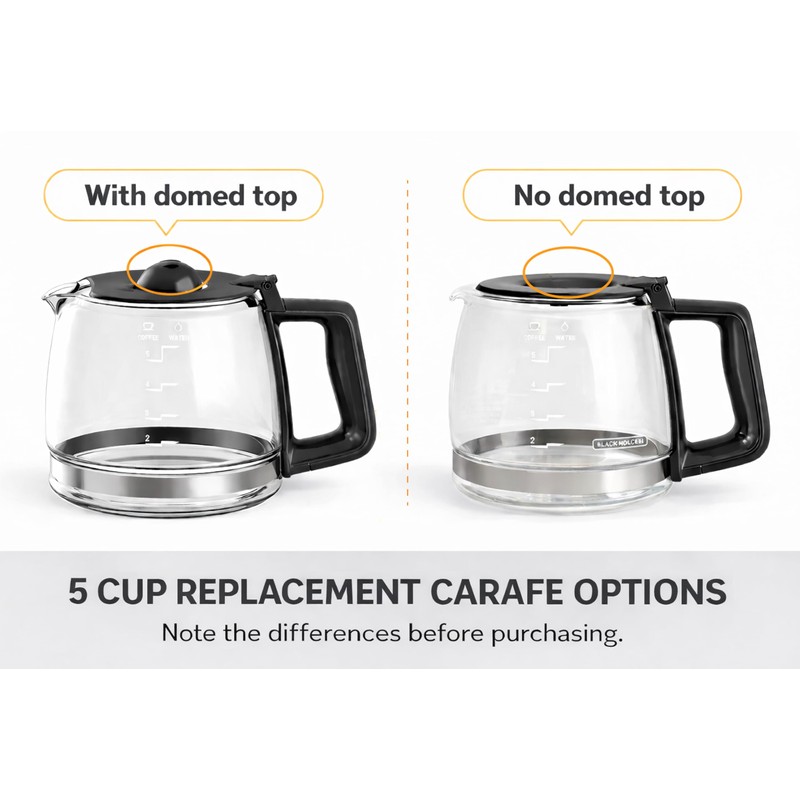 5 Cups Glass Coffee Maker Pot Replacement, Compatible with Black