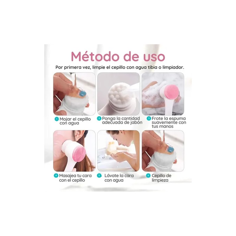Cepillo Limpieza Facial Doble Cara Manual Exfoliante Skin F