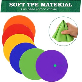 FLYTENG 8 Inch Poly Vinyl Spot Markers, Non Slip Rubber Agility Markers Flat Field Floor Dots,for Exercise Drills, Speed Agility Training，Dance Indoor And Outdoor Games Entertainment -12 Pcs（Random color）