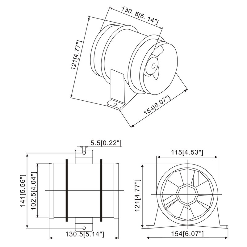 12V 4-Inch Bilge Blower for Boat in Line with Interior