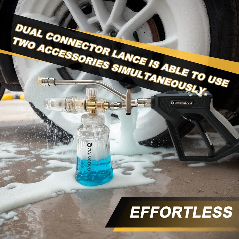 Raincovo Foam Cannon with Short Pressure Washer Gun, Dual Connector