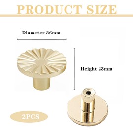 TOEECY Pack of 6 Round Cabinet Knobs, Golden Vintage Drawer Knobs, Door Kitchen Fittings, Zinc Alloy Single Hole Handle with Screws for Cupboard, Wardrobe, Furniture