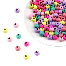 NewZC 550 Pieces Colourful Wooden Beads Set Wooden Beads for Making Children Bracelets Pendant Beads Crafts with Hole Wooden Beads for Threading for DIY Bracelets Jewellery Necklaces