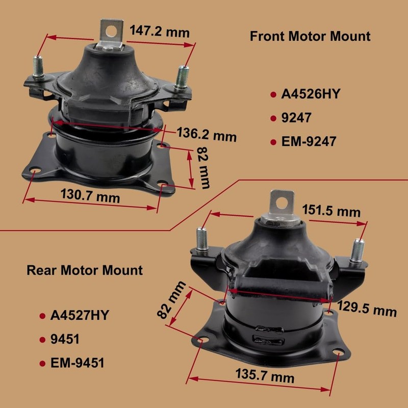 6PCS Engine Motor & Trans Mount Set Compatible with Honda