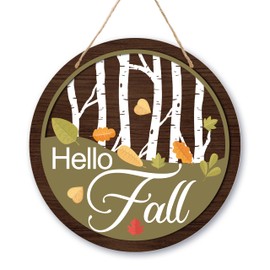 Welcome Sign For Front Door, Hello Fall Sign, Thanksgiving Gifts, Autumn Themed Round Wooden Sign House Decor, Fall Door Decor, Fall Welcome Door Sign, Farmhouse Front Door Porch Hanging Sign -31