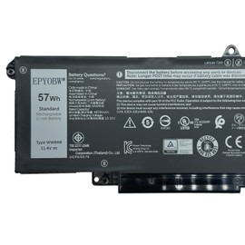 EPYOBW WW8N8 Laptop Battery 57Wh 4878mAh 11.4V Compatible with DELL Latitude 7340 7350 7440 7450 7640 7650 Series Notebook FH97R 0HYH8 0CTJJ6 2ICP6/65/78 3ICP6/65/78