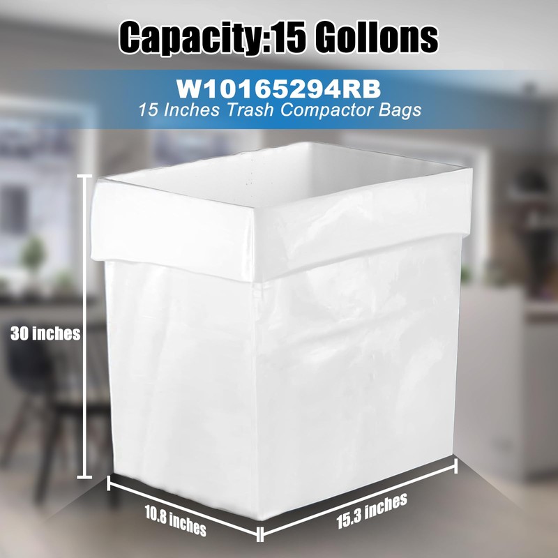 Miumoon 60-pack Trash Compactor Bags with Pre-punched Holes for Attaching,