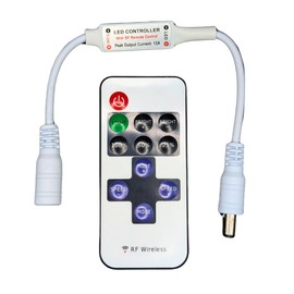 Controlador Dimmer, RF a Control Remoto para Tiras Y Manguera Led de 12v a 24v. Conexiones Plug 2.5x5.5. Efectos dinamicos, velicidad y tonalidades Ajustables.