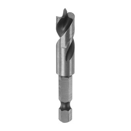 sourcing map Brad Point Drill Bits 3/8" Dia 1/4" Hex Shank Stubby Drill Bit High-Speed Steel 1.38" Working Length Spiral Twist Drilling Tool for Woodworking Plywood Plastic