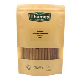 Organic True Ceylon Cinnamon Sticks (Quils) 250g - Ceylon, Non-GMO, No Additives, Preservatives, Raw, Vegan, Sri Lanka - Perfect for Baking, Cooking, Certified Organic - Thames Organic