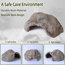 Kheprilat Hide Resin Cave Shelter for Ball Python, Lizard, Leopard Gecko, Bearded Dragon, Terrarium Habitat Decoration (Faux Mud Color, Small)
