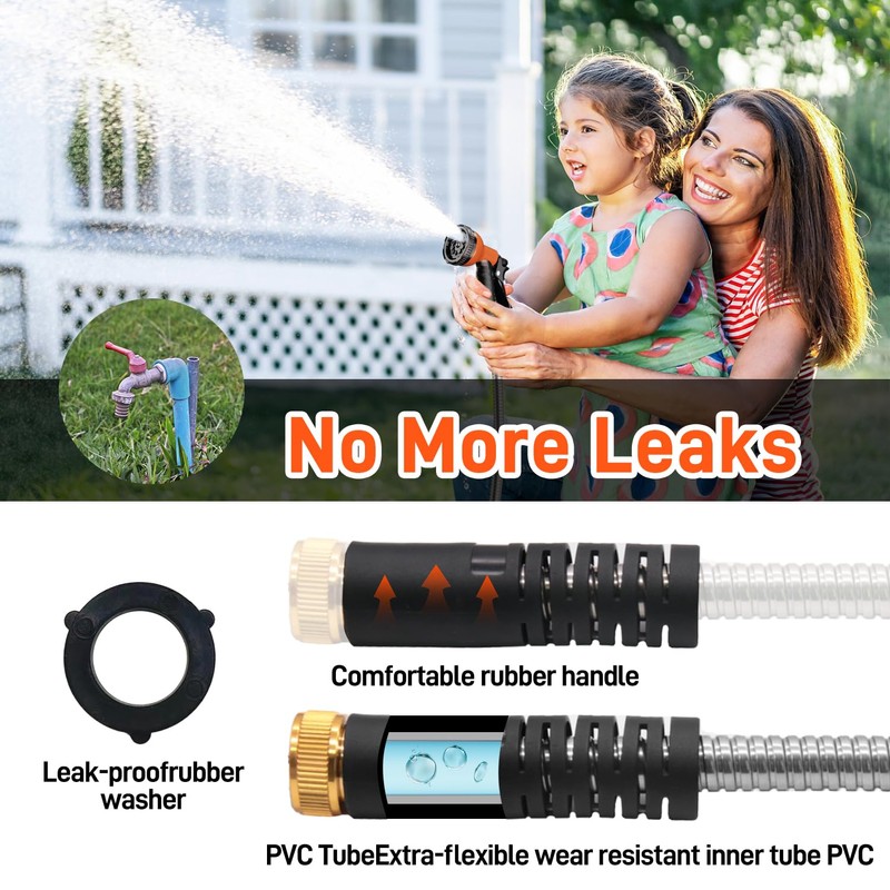 Besiter Garden Hose 100FT Stainless Steel Water Hose with 10