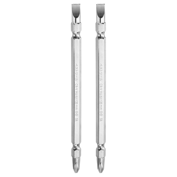 HARFINGTON 2pcs Magnetic Double Ended Screwdriver Bit 6mm PH2/SL6 5"/125mm