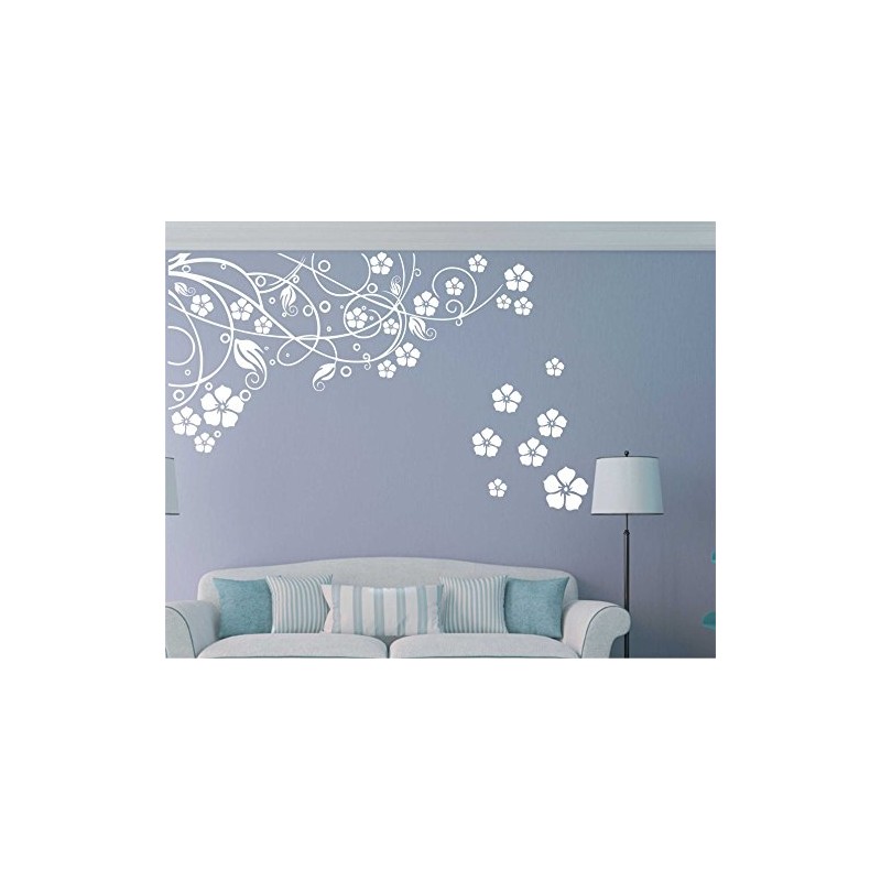 Vine Wall Sticker and Sticker Design with Flower Size (59x91)