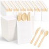 FEHHTO Napkin and Bamboo Cutlery Set, Compostable Utensils Disposable Cutlery