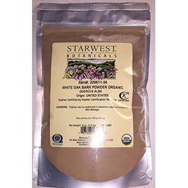 Starwest Botanicals White Oak Bark Powder Organic (Quercus ALBA) 4 oz Origin from United States