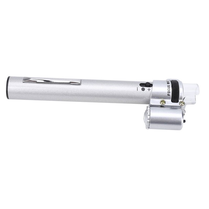 100X Pen Type Adjustable Focusing Portable LED Microscope Mini Magnifier