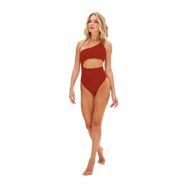 Women's Cutout One Shoulder One Piece Swimsuit (US, Alpha, X-Small,