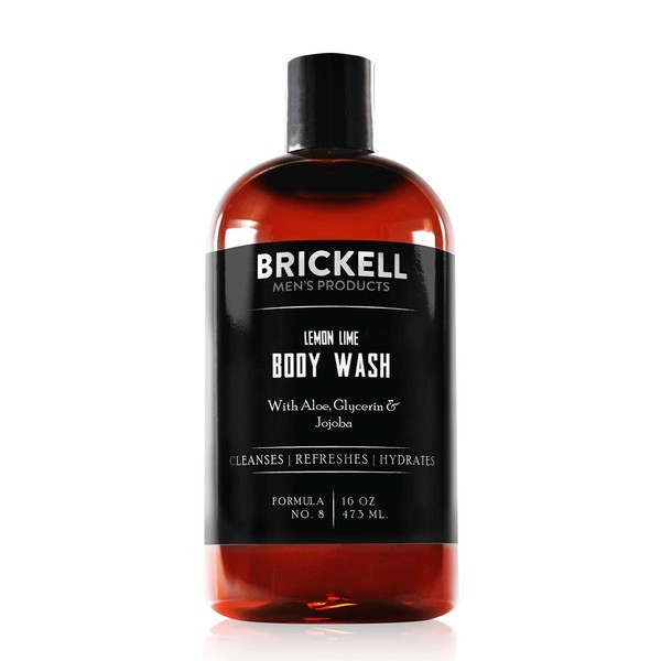 Brickell Men's Invigorating Body Wash for Men, Natural and Organic Deep Cleaning Shower Gel with Aloe, Glycerin, and Jojoba Oil, Sulfate Free (Lemon Lime, 16 Ounce)