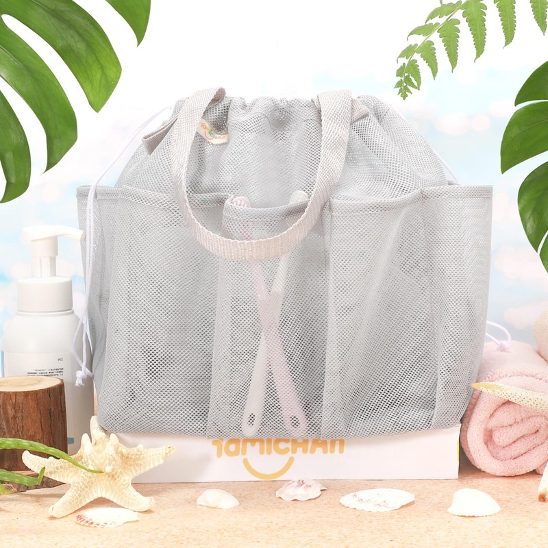 famichan Mesh Shower Caddy Portable with Drawstring, Dorm Room Essentials