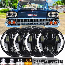 JESUO For Chevy Impala El Camino 5.75” 5-3/4”LED Headlights Hi/Lo Beam Angle Eyes 4PCS