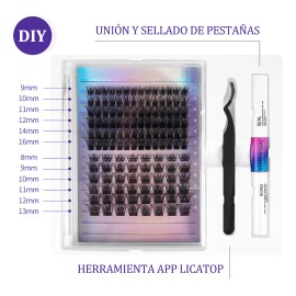 Kit De Extensiones De Pestañas 30d+40d Magefy Lash Curvatura D 8-13mm Mixtas Con Pegamento Y Rizador De Pestañas+cepillo Para Pestañas Individuales Kit Completo Diy Adhesivo Para Pestañas Estilo 3