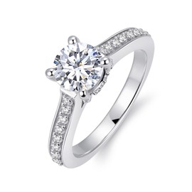 CGSRING Moissanite Rings 1 Carat Round Brilliant Cut D Color VVS1 Solitaire Moissanite Engagement Rings for Women (8.5)