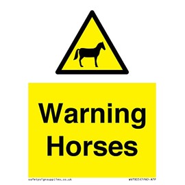 Viking Signs Warning Horses Sign - 75x100mm - A7P,Yellow/White