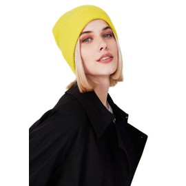 Style & Republic Women's Cashmere Sports Beanie Made of 100% Cashmere, Your Cuddly Premium Beanie for Stylish Autumn and Winter Moments, Solar yellow