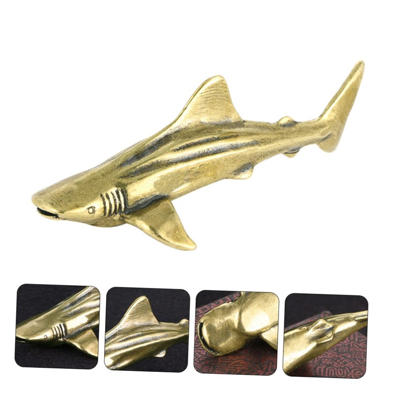Ciieeo 3pcs Brass Craft Shark Decor Shark Shaped Desktop Decoration