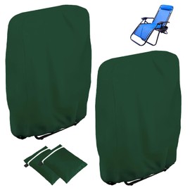 Omtofo Folding Chair Cover 2 Pack Garden Chair Cover Oxford Cover Windproof Anti-UV Dustproof for Garden Furniture Deck Chair Folding Chair Garden Furniture Protective Cover (Green)