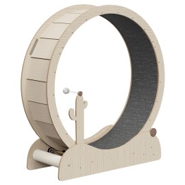 SEGAWE Large Cat Exercise Wheel 43" Solid Wood Cat Treadmill with Lock for Indoor Cats